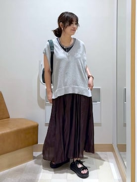 「アイテム（ベスト）」を使った、nonさん（レディース・166cm・40代）の夏コーディネート