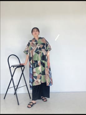 「アイテム（シャツワンピース）」を使った、yamanemakiさん（レディース・159cm）の夏コーディネート