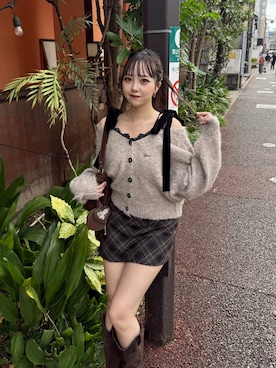 「アイテム（ボストンバッグ）」を使った、sayaさん（レディース・158cm）の秋コーディネート