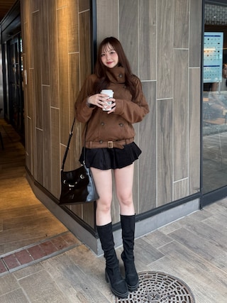 「Chico(チコ)のダブルボタンスエードブルゾン(ブルゾン)」を使った、sayaさん(レディース・158cm)の秋コーディネート