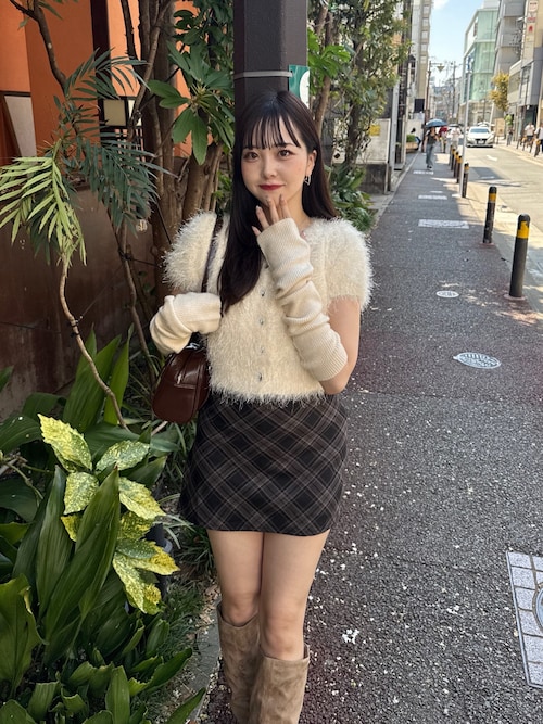 2wayレイヤードチェックボックスタイトミニスカート（スカート