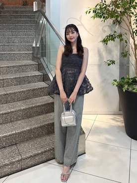 「アイテム（ボストンバッグ）」を使った、sayaさん（レディース・158cm）の夏コーディネート