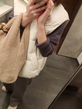 「Honeys（ハニーズ）のアイテム（ベスト）」を使った、namiさん（レディース・161cm）の冬コーディネート