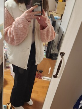 「Honeys（ハニーズ）のアイテム（ベスト）」を使った、namiさん（レディース・161cm）の春コーディネート