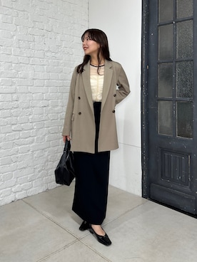 「CAPRICIEUX LE'MAGE（カプリシューレマージュ）のロールハンドルバッグ（ショルダーバッグ、ブラック系）」を使った、misaki_lemageさん（レディース・158cm）の春コーディネート