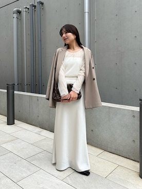 「CAPRICIEUX LE'MAGE（カプリシューレマージュ）の【新色/ブラウン】バイアススカート（スカート、ホワイト系）」を使った、misaki_lemageさん（レディース・158cm）の春コーディネート