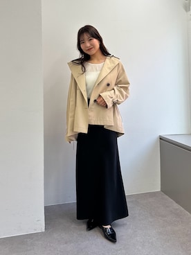 「CAPRICIEUX LE'MAGE（カプリシューレマージュ）のキースリット2WAYシューズ（パンプス、ブラック系）」を使った、misaki_lemageさん（レディース・158cm）の春コーディネート