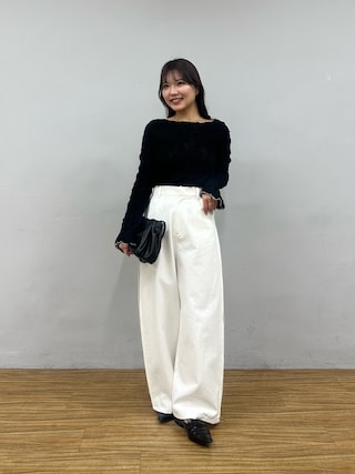 「CAPRICIEUX LE'MAGE（カプリシューレマージュ）のリンクルボートネックニット（ニット/セーター）」を使った、misaki_lemageさん（レディース・158cm）の春コーディネート