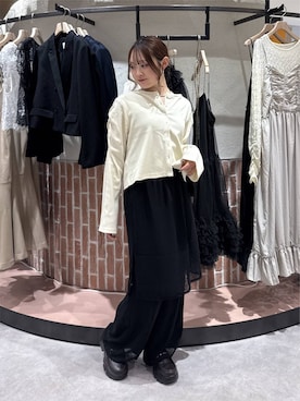 「LOWRYS FARM（ローリーズファーム）のシアードットレイヤードパンツ　1048936（その他パンツ、ブラック系）」を使った、hinaさん（レディース・156cm）の秋コーディネート