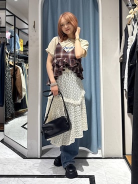 「アイテム（キャミソール、レッド系）」を使った、hinaさん（レディース・156cm）の夏コーディネート