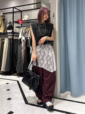 「LOWRYS FARM（ローリーズファーム）のバルーンプルオーバーフレンチスリーブ　574769（Tシャツ/カットソー）」を使った、hinaさん（レディース・156cm）の夏コーディネート