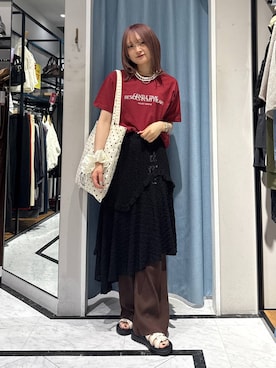 「LOWRYS FARM（ローリーズファーム）のパールタレンネックレス　249411（ネックレス）」を使った、hinaさん（レディース・156cm・20代）の夏コーディネート