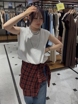 「LOWRYS FARM（ローリーズファーム）のバルーンプルオーバーフレンチスリーブ　574769（Tシャツ/カットソー）」を使った、hinaさん（レディース・156cm）の秋コーディネート
