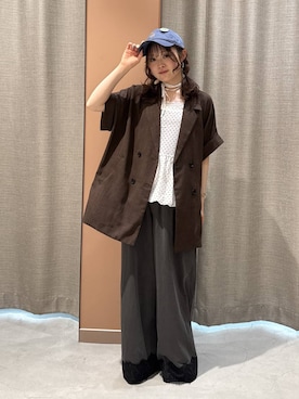 「アイテム（帽子）」を使った、hinaさん（レディース・156cm）の春コーディネート