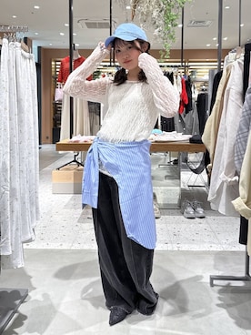 「LOWRYS FARM（ローリーズファーム）のニットパンプス 635642（パンプス、ブラック系）」を使った、hinaさん（レディース・156cm）の春コーディネート