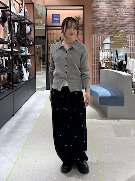 「LOWRYS FARM（ローリーズファーム）のスタイルＵＰクロスカップキャミ　100757（Tシャツ/カットソー、ホワイト系）」を使った、hinaさん（レディース・156cm）の秋コーディネート