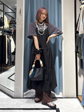「LOWRYS FARM（ローリーズファーム）のパールタレンネックレス　249411（ネックレス）」を使った、hinaさん（レディース・156cm・20代）の夏コーディネート