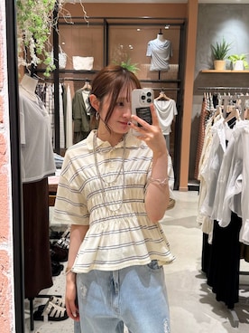 「LOWRYS FARM（ローリーズファーム）のレースデニム　601055（デニムパンツ、ブルー系）」を使った、hinaさん（レディース・156cm）の夏コーディネート