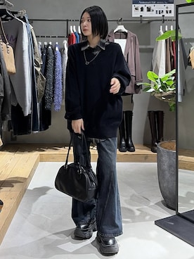 「PAGEBOY（ページボーイ）の【選べる着丈/前後2WAY/マシンウォッシャブル】マルチWAYネックプルオーバー/ニット（ニット/セーター）」を使った、Ruuさん（レディース・158cm）の秋コーディネート