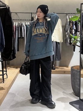 「PBLIM（ページボーイリム）のアイテム（帽子）」を使った、Ruuさん（レディース・158cm）の秋コーディネート