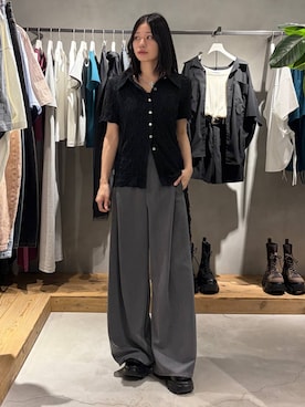 「PAGEBOY（ページボーイ）のサイドレースパンツ / スラックス（その他パンツ、グレー系）」を使った、Ruuさん（レディース・158cm）の夏コーディネート
