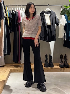 「PAGEBOY（ページボーイ）のプラットチャンキースニーカー【3サイズ展開・軽量】（スニーカー、ブラック系）」を使った、Ruuさん（レディース・158cm）の春コーディネート