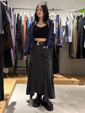「PAGEBOY（ページボーイ）のスカシアミショートZIPパーカー（パーカー、ブルー系）」を使った、Ruuさん（レディース・158cm）の夏コーディネート