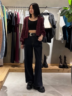 「PAGEBOY（ページボーイ）のカップツキFITキャミ（キャミソール、ブラック系）」を使った、Ruuさん（レディース・158cm）の春コーディネート