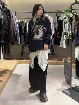 「アイテム（チュニック）」を使った、Ruuさん（レディース・158cm）の冬コーディネート