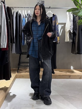 「PAGEBOY（ページボーイ）のフェードニットパーカー 【SHORT＆LONG ２サイズ展開】（パーカー、グレー系）」を使った、Ruuさん（レディース・158cm）の秋コーディネート