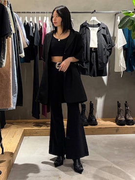 「PAGEBOY（ページボーイ）のカップツキFITキャミ（キャミソール、ブラック系）」を使った、Ruuさん（レディース・158cm）の春コーディネート