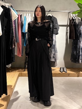 「PAGEBOY（ページボーイ）のMEGAワイドスラックス（スラックス、ブラック系）」を使った、Ruuさん（レディース・158cm）の夏コーディネート