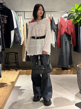 「PAGEBOY（ページボーイ）のレースアップソックスブーツ（ブーツ、ブラック系）」を使った、Ruuさん（レディース・158cm）の春コーディネート