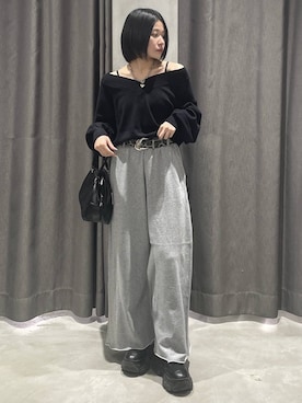 「PAGEBOY（ページボーイ）の【選べる着丈/前後2WAY/マシンウォッシャブル】マルチWAYネックプルオーバー/ニット（ニット/セーター）」を使った、Ruuさん（レディース・158cm）の秋コーディネート