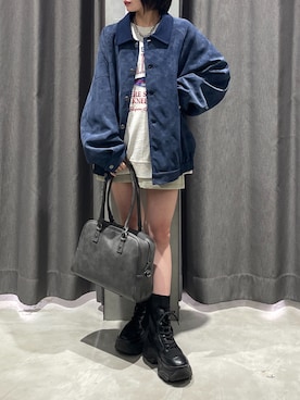 「PBLIM（ページボーイリム）の《UNISEX》ソフトスウェードブルゾン（ブルゾン）」を使った、Ruuさん（レディース・158cm）の秋コーディネート