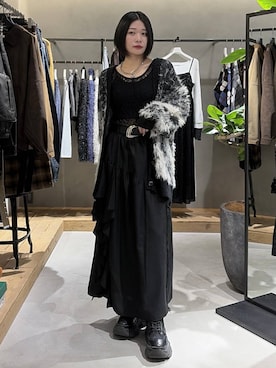 「PAGEBOY（ページボーイ）のラインフリンジティアードスカート/フリルスカート【ウエストゴム・ストレスフリー】（スカート）」を使った、Ruuさん（レディース・158cm）の秋コーディネート