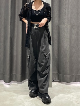 「アイテム（カーゴパンツ）」を使った、Ruuさん（レディース・158cm）の夏コーディネート