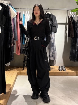 「PAGEBOY（ページボーイ）のZIPタックカーゴパンツ【裾ドローコード付き】（カーゴパンツ、ブラック系）」を使った、Ruuさん（レディース・158cm）の夏コーディネート