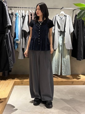 「PAGEBOY（ページボーイ）の≪S/M/Lの3サイズ展開≫ モードバックルスポサン（サンダル、ブラック系）」を使った、Ruuさん（レディース・158cm）の夏コーディネート