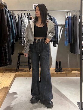 「PAGEBOY（ページボーイ）の２レンMIXチェーンネックレス（ネックレス、シルバー系）」を使った、Ruuさん（レディース・158cm）の秋コーディネート