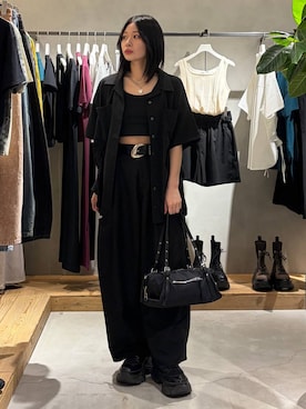 「PAGEBOY（ページボーイ）のカップツキFITキャミ（キャミソール、ブラック系）」を使った、Ruuさん（レディース・158cm）の春コーディネート
