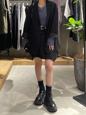 「PAGEBOY（ページボーイ）の【セットアップ対応】チェックMIXジャケット 《2サイズ展開》（テーラードジャケット）」を使った、Ruuさん（レディース・158cm）の秋コーディネート