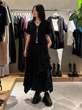 「PAGEBOY（ページボーイ）のプラットチャンキースニーカー【3サイズ展開・軽量】（スニーカー、ブラック系）」を使った、Ruuさん（レディース・158cm）の春コーディネート