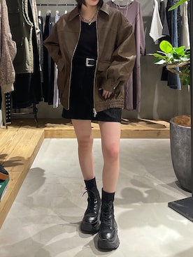 「アイテム（ブルゾン）」を使った、Ruuさん（骨格ナチュラル・レディース・158cm）の秋コーディネート