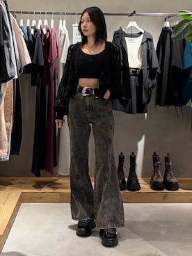 「PAGEBOY（ページボーイ）のカップツキFITキャミ（キャミソール、ブラック系）」を使った、Ruuさん（レディース・158cm）の春コーディネート
