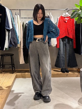 「PAGEBOY（ページボーイ）のレースアップソックスブーツ（ブーツ、ブラック系）」を使った、Ruuさん（レディース・158cm）の春コーディネート