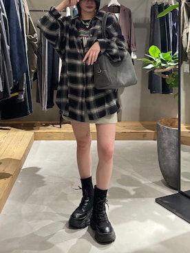「アイテム（ボストンバッグ）」を使った、Ruuさん（レディース・158cm）の秋コーディネート