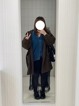 「callautia（カラウティア）のアイテム（ステンカラーコート）」を使った、🎀さん（レディース・151cm）の冬コーディネート