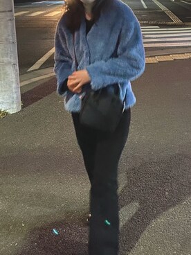 「LOWRYS FARM（ローリーズファーム）のアイテム（ノーカラージャケット）」を使った、おゆいさん（レディース・161cm）の冬コーディネート