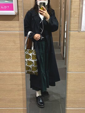 「nugu」｜「アイテム（トレンチコート）」を使った、おゆいさん（レディース・161cm）の冬コーディネート